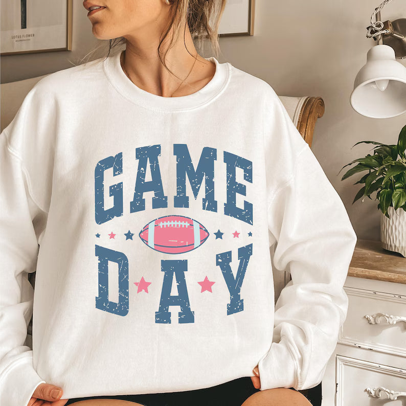 Game Day Sweatshirt - Women's Football Sweater & Trendy Mom Crewneck Pullover