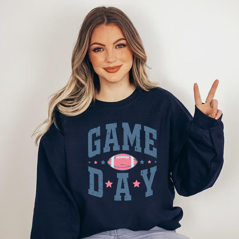 Game Day Sweatshirt - Women's Football Sweater & Trendy Mom Crewneck Pullover