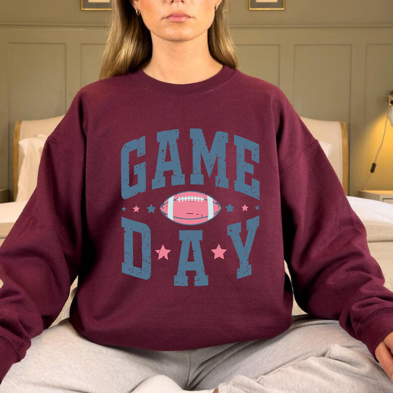 Game Day Sweatshirt - Women's Football Sweater & Trendy Mom Crewneck Pullover