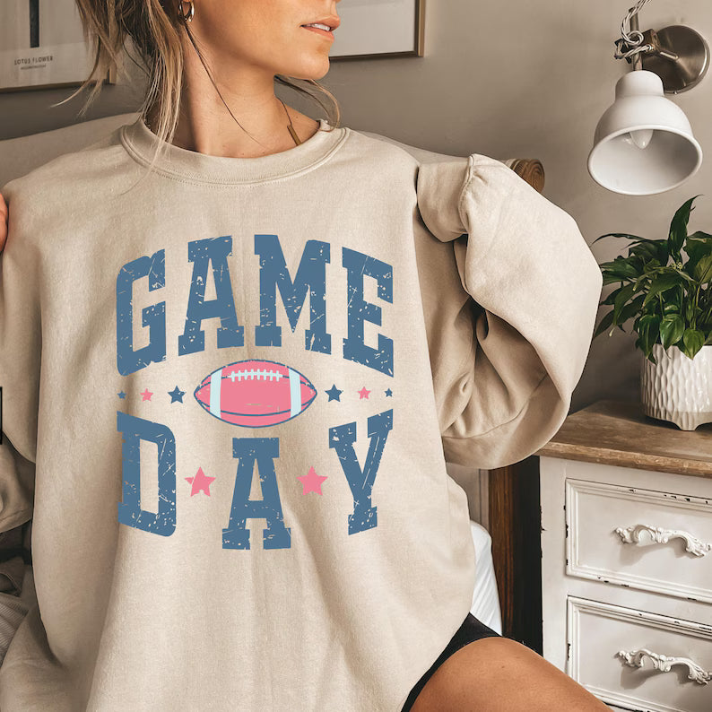 Game Day Sweatshirt - Women's Football Sweater & Trendy Mom Crewneck Pullover